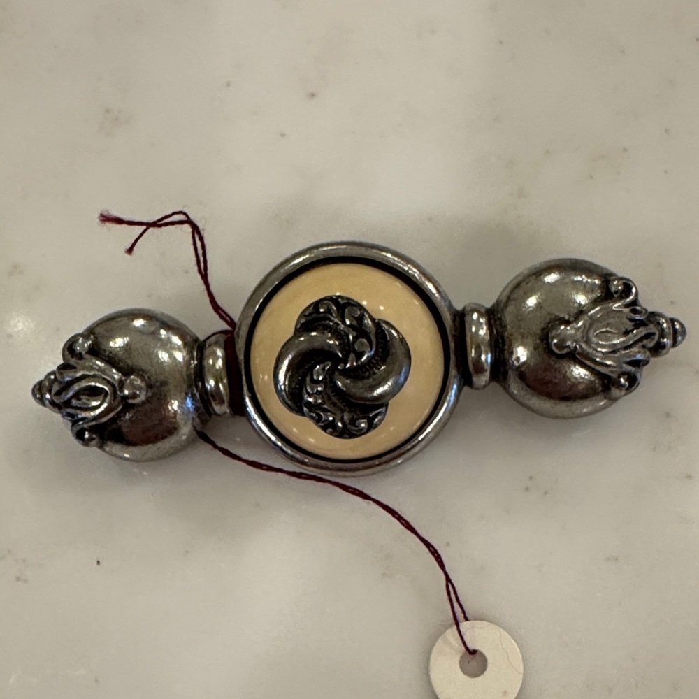 Pewter and Wood Decorative Brooch by Ben Amun